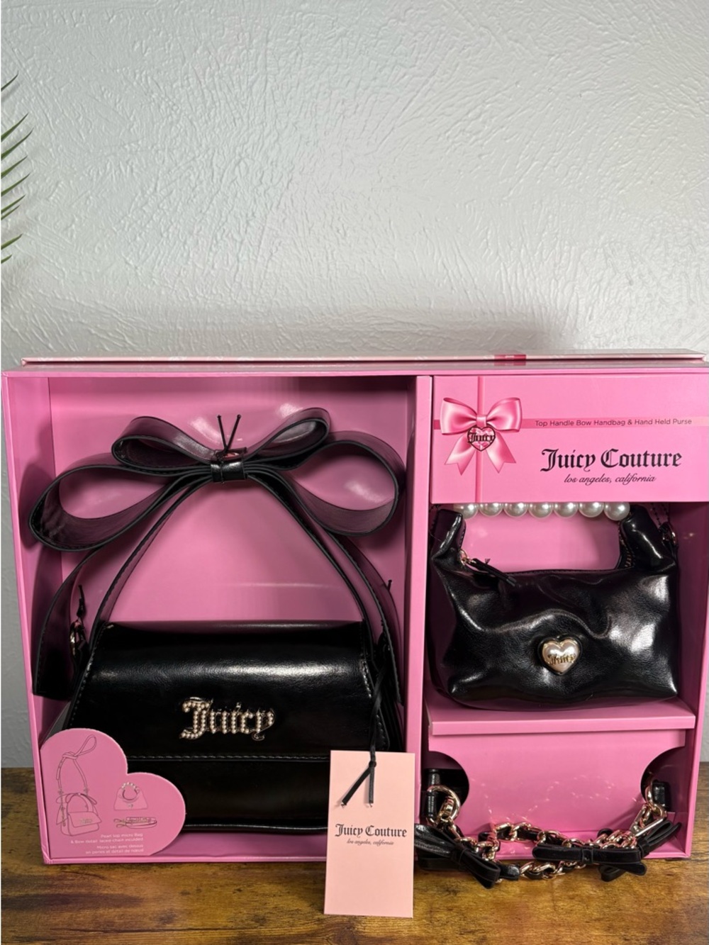 Juicy Couture 3-Piece Gift Set - Black Satchel & Pearl Mini Bag w/Strap